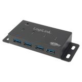 KAB HUB USB Micro-B 4-Port LogiLink Wallmount UA0149 - 4xUSB-A 3.0 - mit Netzteil - Metall - Schwarz